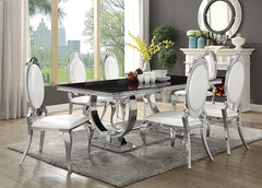 Orleans Furniture - Coaster - Antoine 5-piece Rectangular Glass Top Dining Set Chrome - 107871-S5