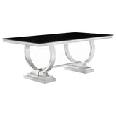 Orleans Furniture - Coaster - Antoine Rectangular 95-inch Glass Top Dining Table Black - 107871