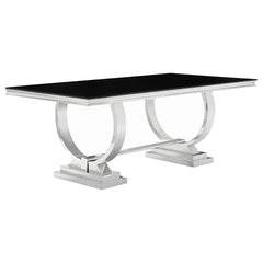 Orleans Furniture - Coaster - Antoine Rectangular 95-inch Glass Top Dining Table Black - 107871