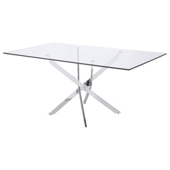 Carmelo Rectangular 66-inch Glass Top Dining Table Chrome