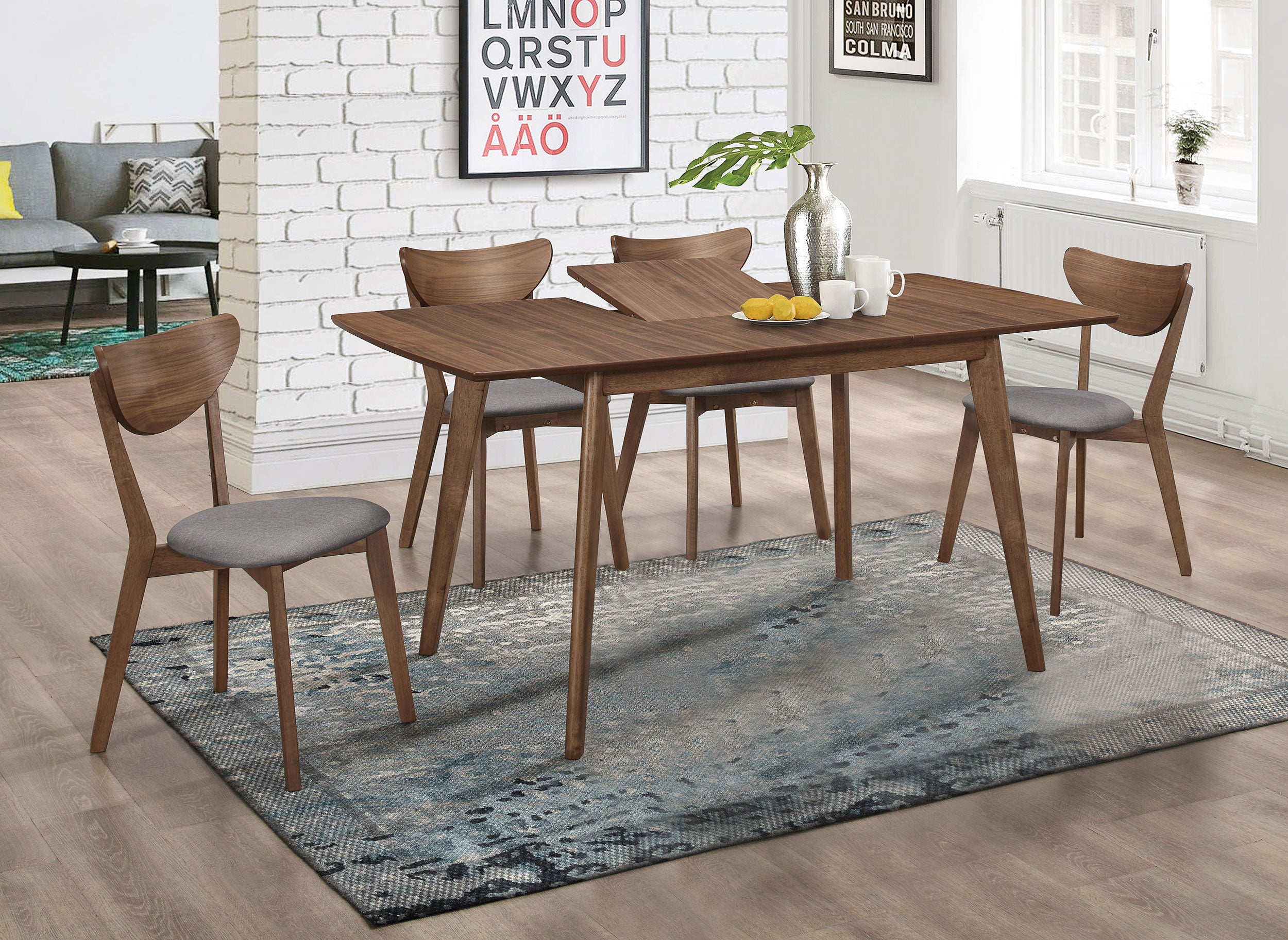 Orleans Furniture - Coaster - Alfredo 5-piece Butterfly Leaf Dining Set Natural Walnut - 108080-S5