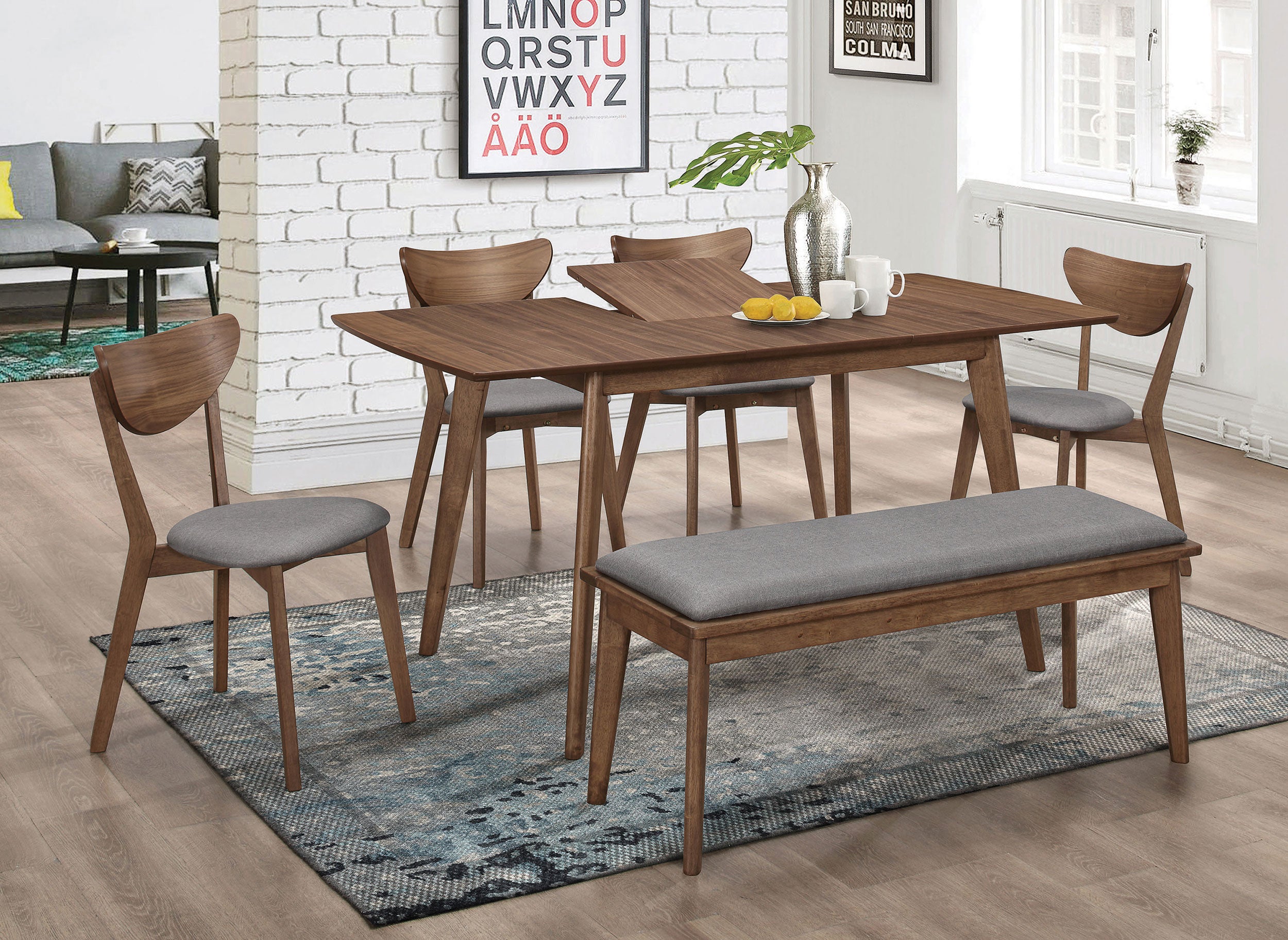 Orleans Furniture - Coaster - Alfredo 6-piece Butterfly Leaf Dining Set Natural Walnut - 108080-S6