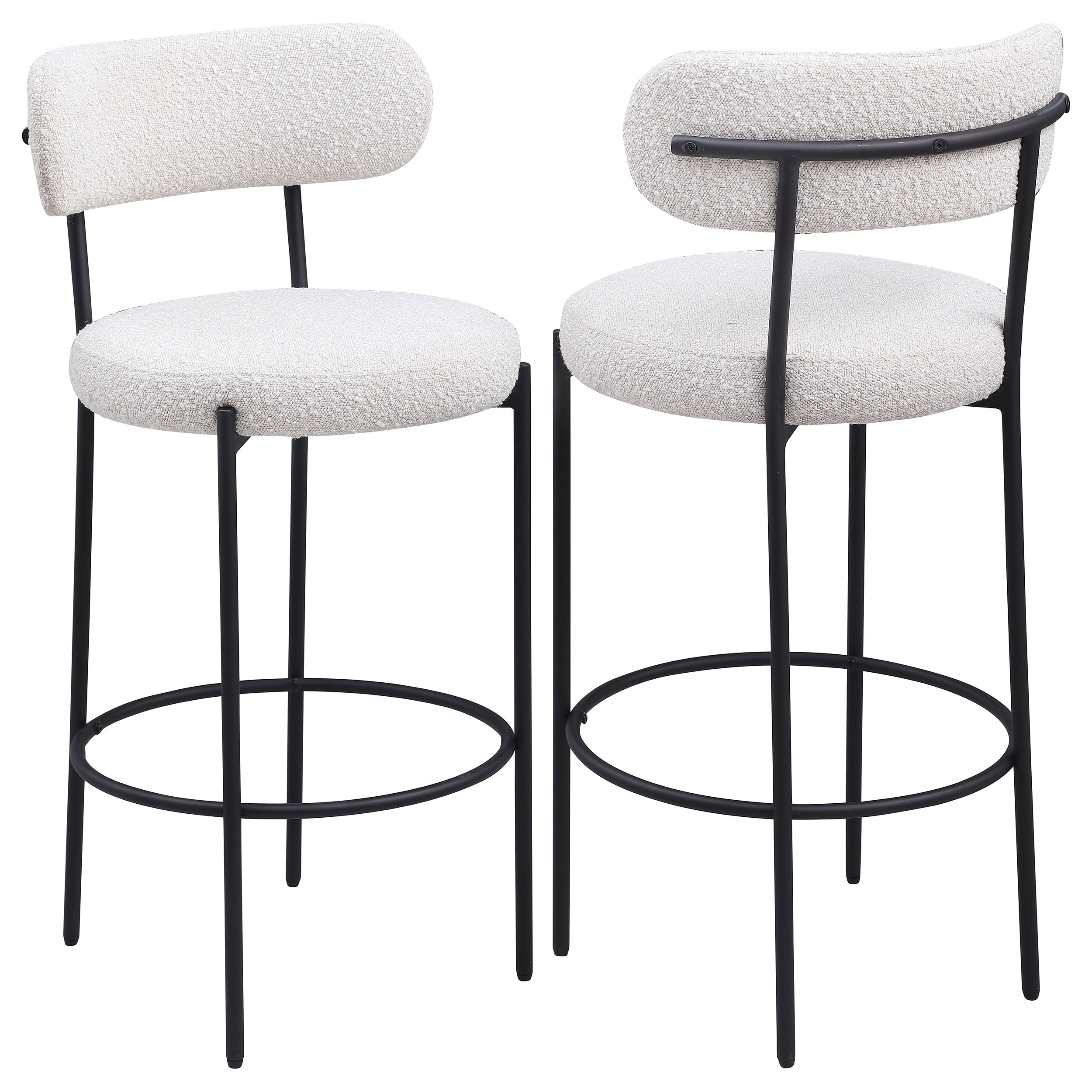 Orleans Furniture - Coaster - Viola Boucle Upholstered Bar Chair Cream (Set of 2) - 108189