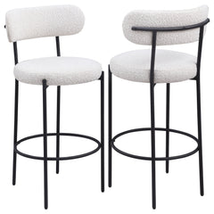 Orleans Furniture - Coaster - Viola Boucle Upholstered Bar Chair Cream (Set of 2) - 108189