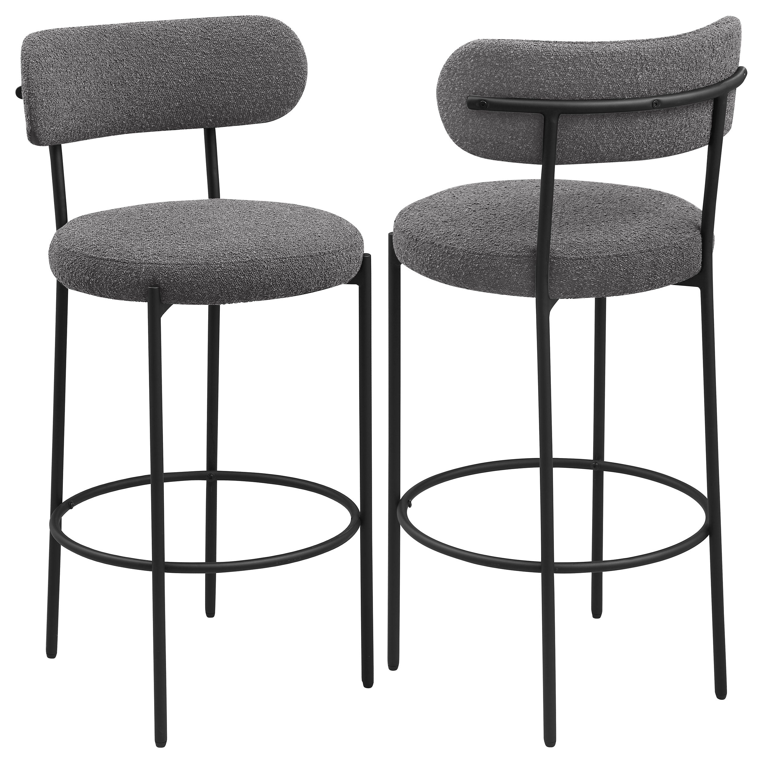 Orleans Furniture - Coaster - Viola Boucle Upholstered Bar Chair Grey (Set of 2) - 108199
