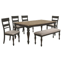 Bridget 6-piece Rectangular Dining Set Charcoal Sand Through