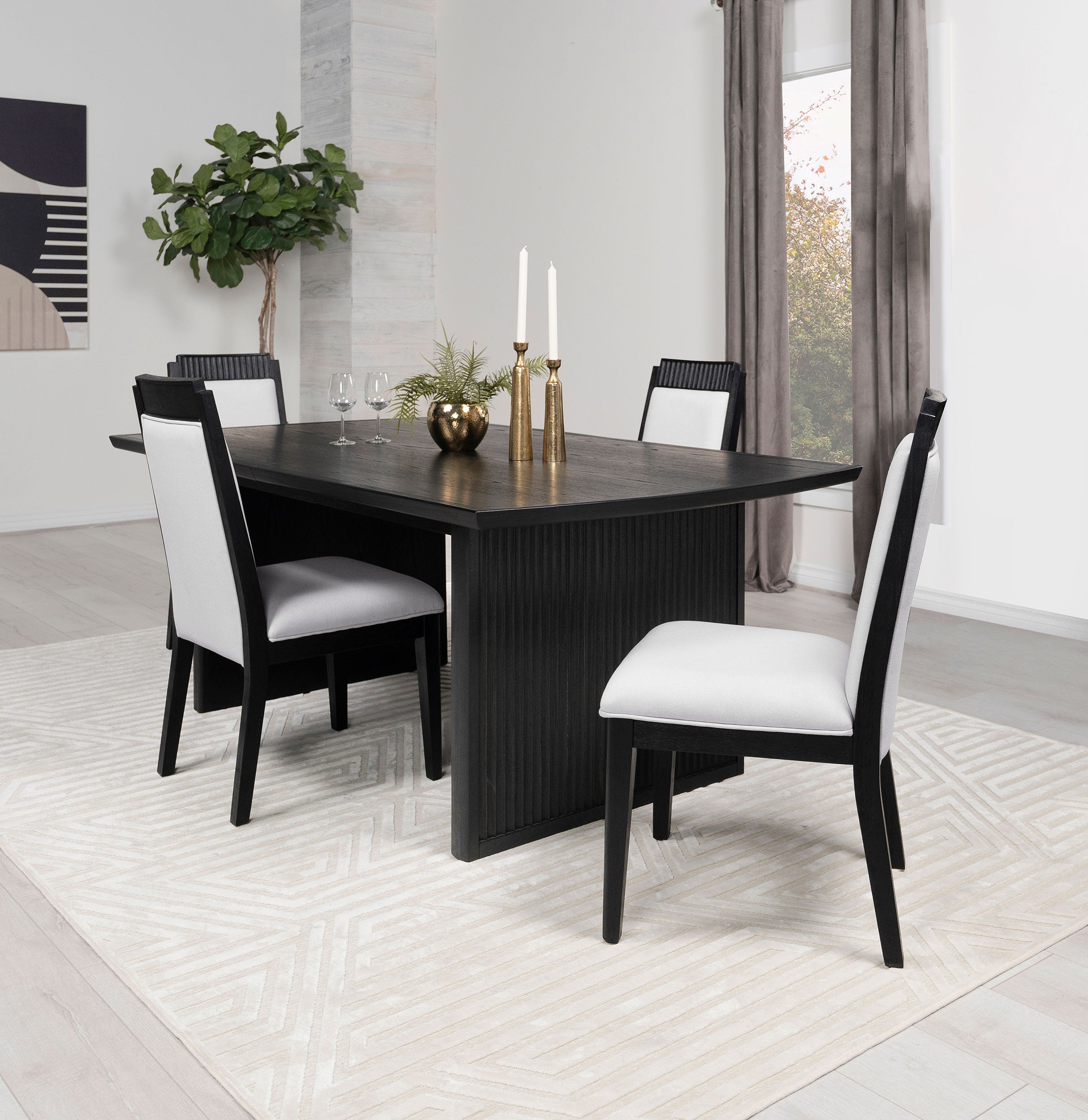 Orleans Furniture - Coaster - Brookmead 5-piece Extension Leaf Dining Table Set Black - 108231-S5