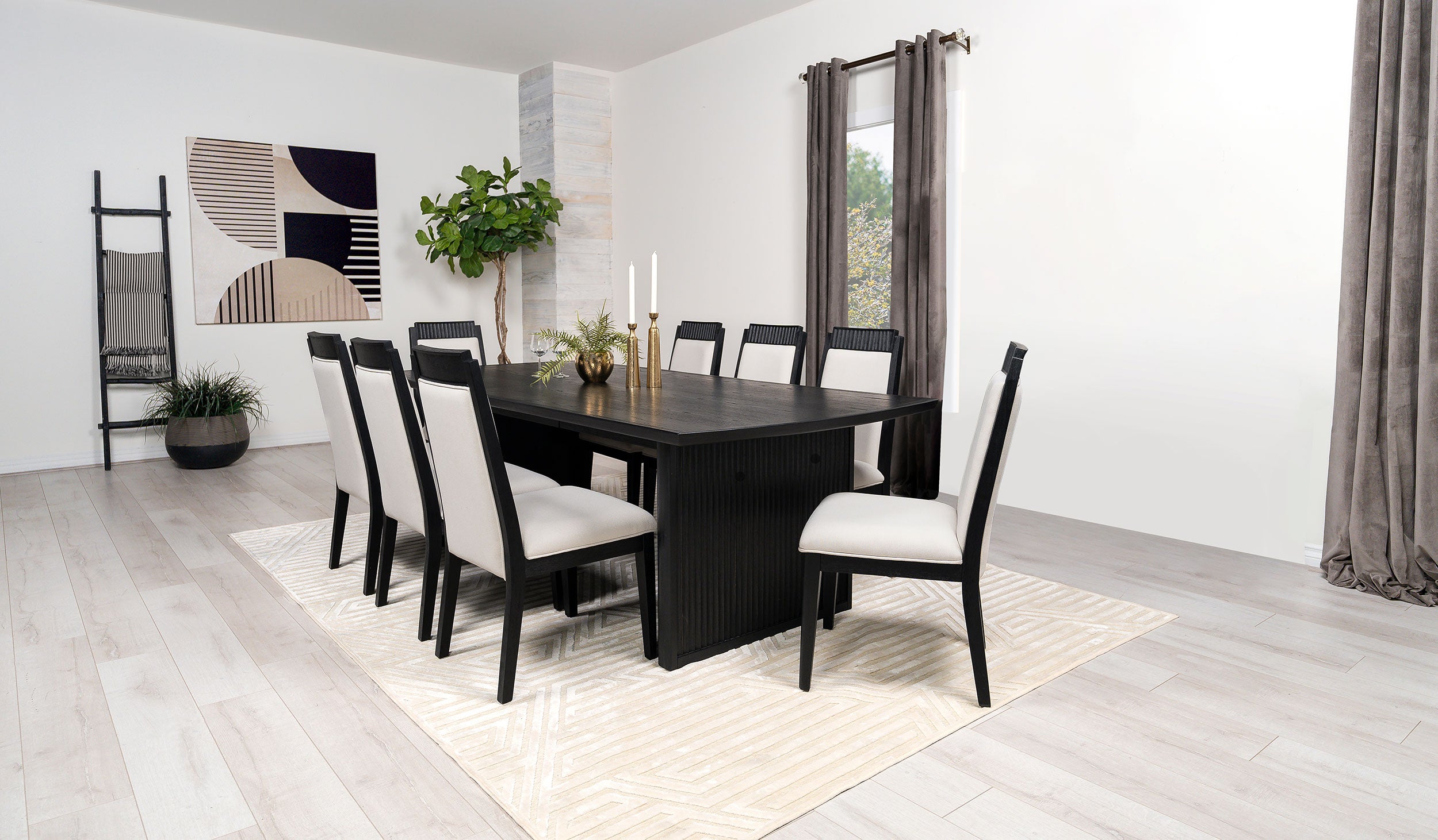 Orleans Furniture - Coaster - Brookmead 9-piece Extension Leaf Dining Table Set Black - 108231-S9