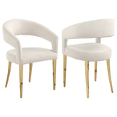 Orleans Furniture - Coaster - Galiano Velvet Upholstered Dining Arm Cream Beige (Set of 2) - 108282