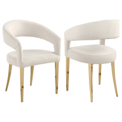 Orleans Furniture - Coaster - Galiano Velvet Upholstered Dining Arm Cream Beige (Set of 2) - 108282