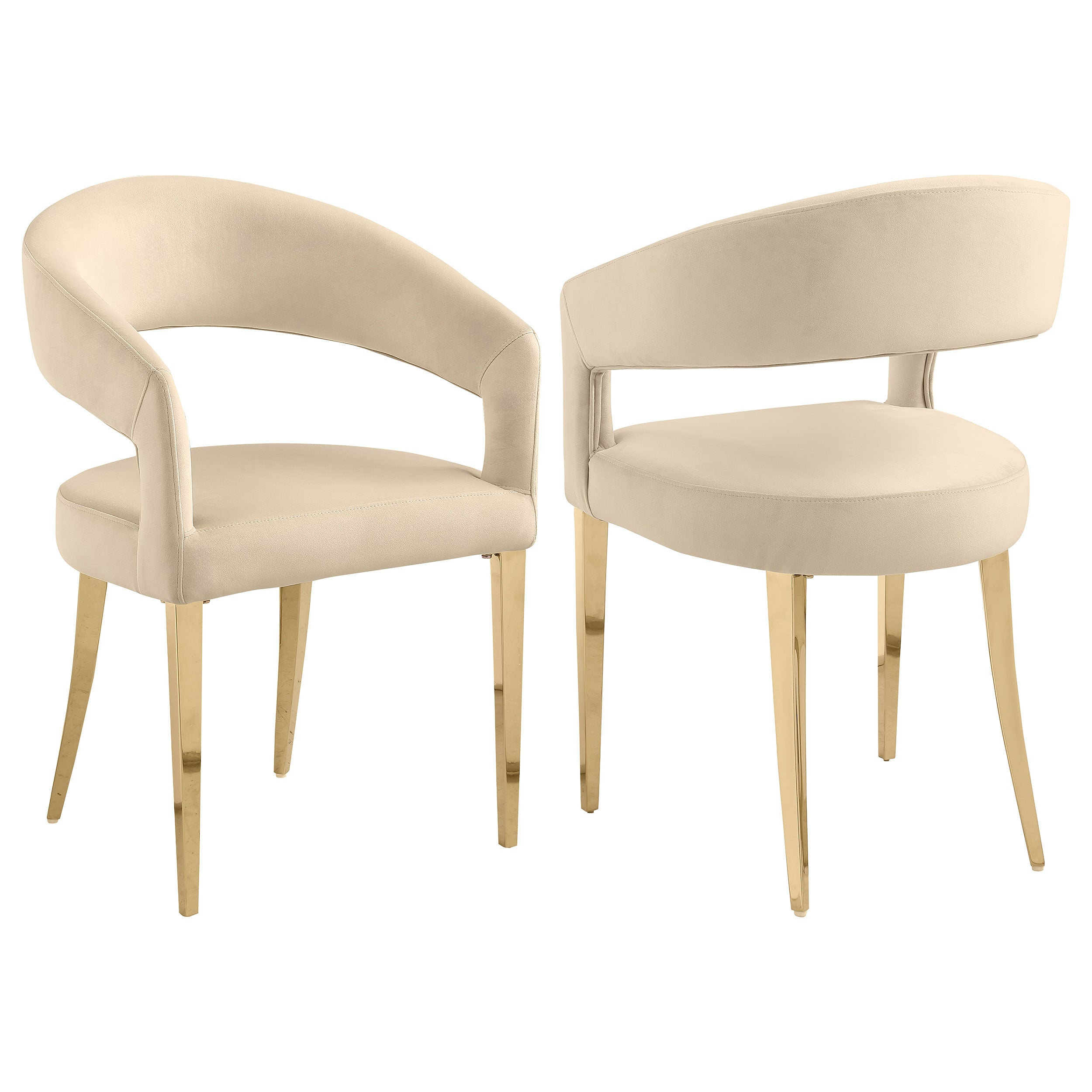 Orleans Furniture - Coaster - Galiano Velvet Upholstered Dining Arm Chair Beige (Set of 2) - 108286
