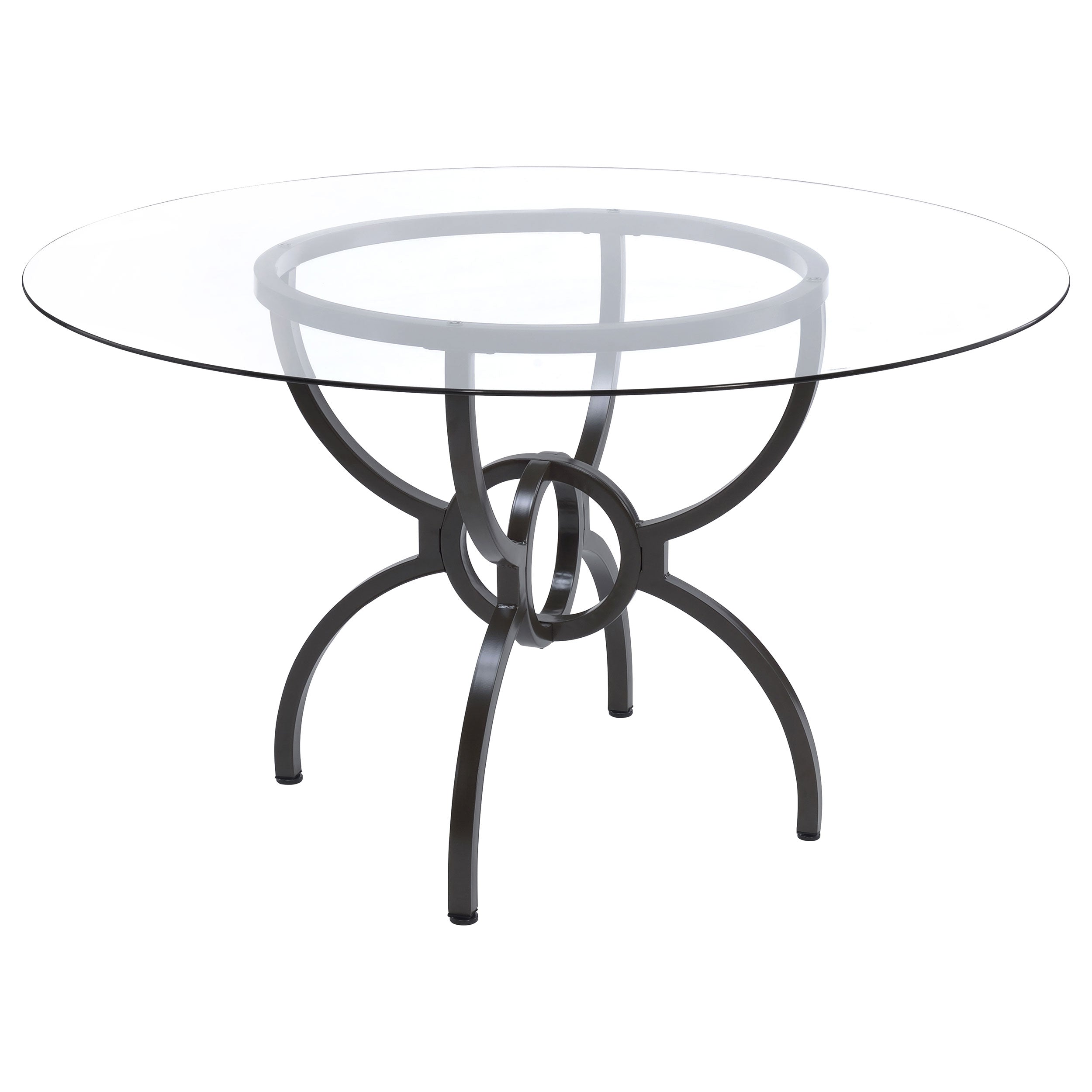 Orleans Furniture - Coaster - Aviano Round 48-inch Glass Top Metal Dining Table Gunmetal - 108291BG