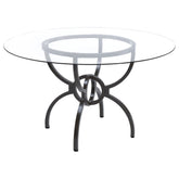 Orleans Furniture - Coaster - Aviano Round 48-inch Glass Top Metal Dining Table Gunmetal - 108291BG