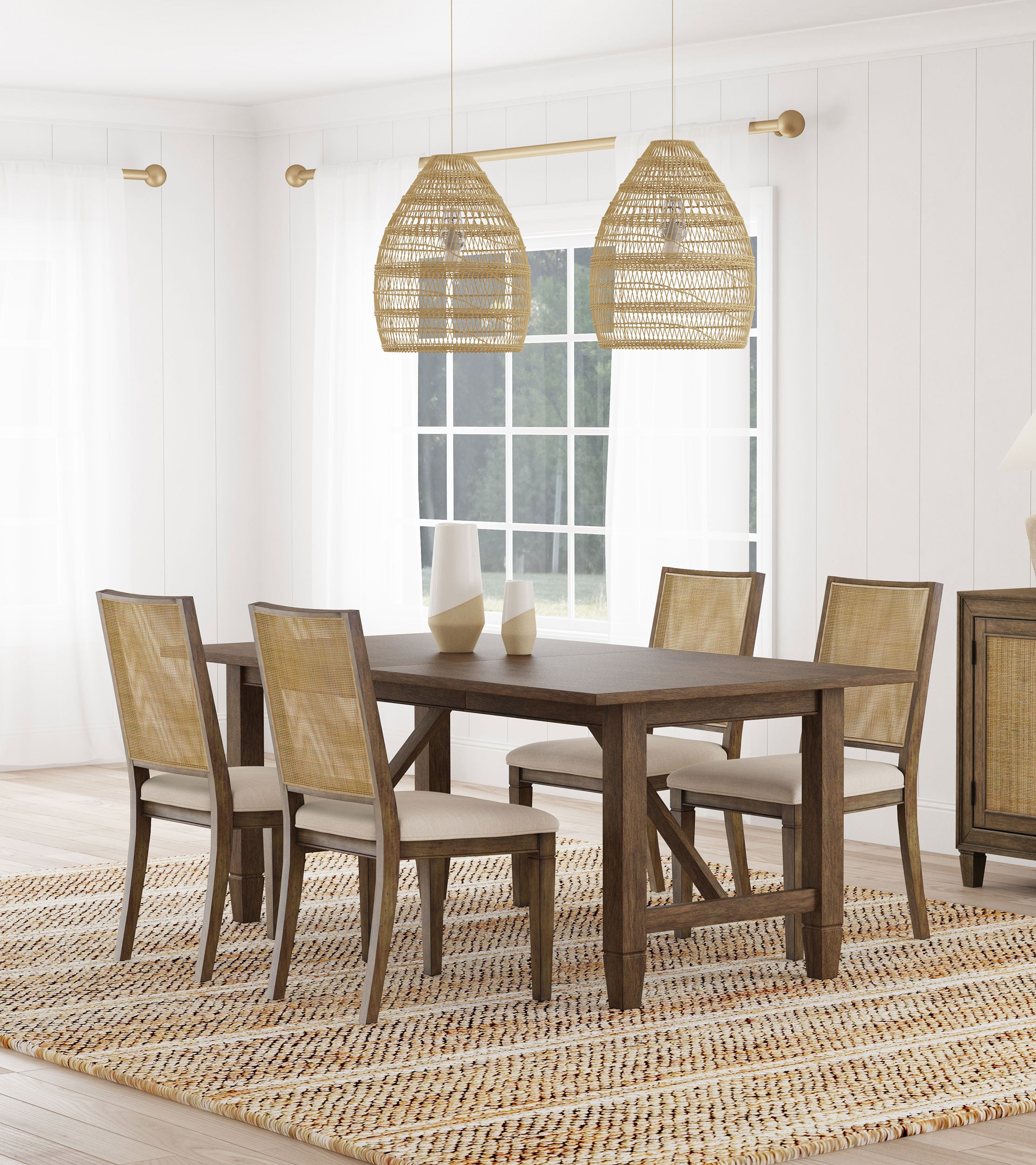 Orleans Furniture - Coaster - Matisse 5-piece Rectangular Dining Table Set Light Brown - 108311-S5