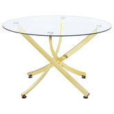 Orleans Furniture - Coaster - Beckham Round 46-inch Glass Top Dining Table Brass - 108441