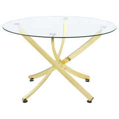 Orleans Furniture - Coaster - Beckham Round 46-inch Glass Top Dining Table Brass - 108441