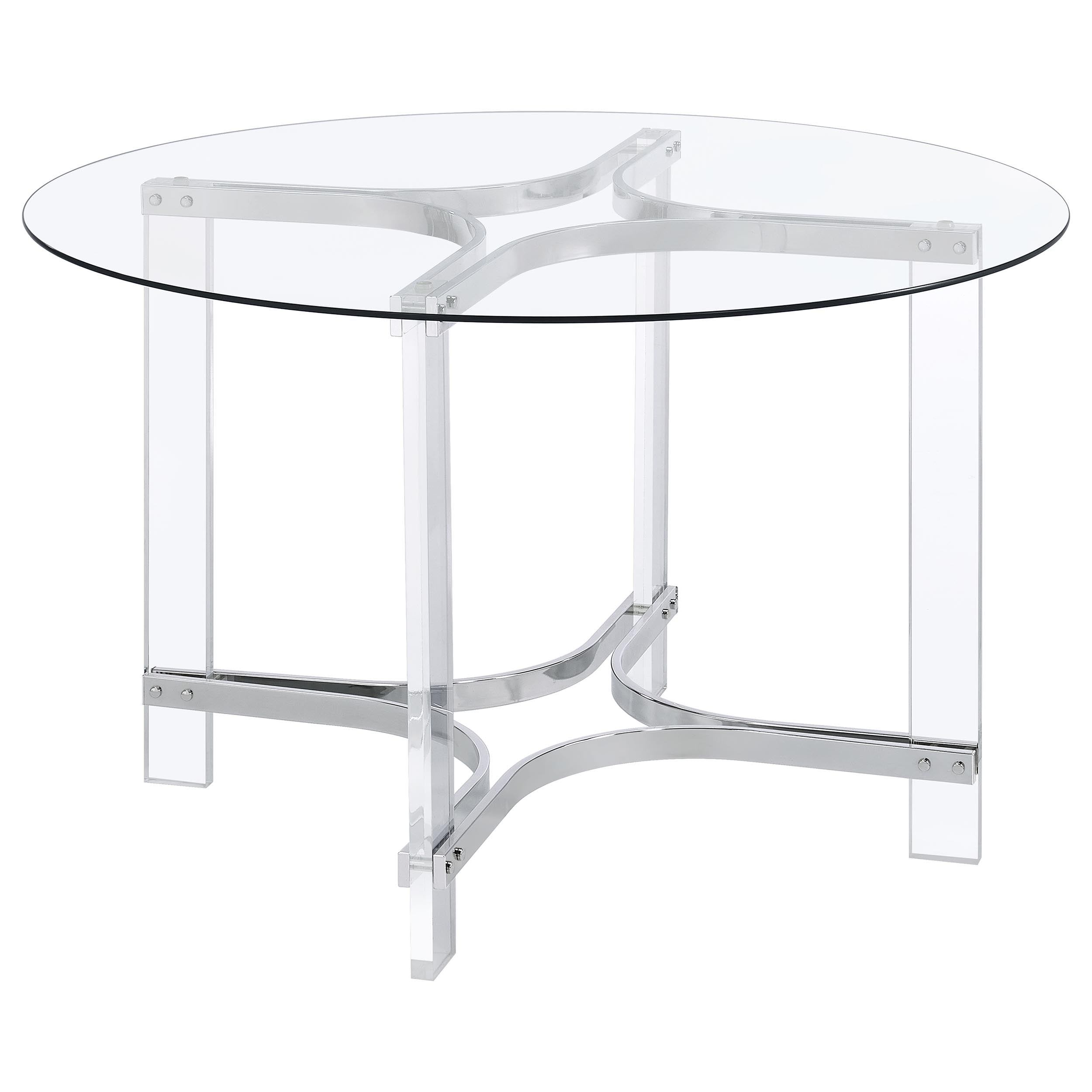 Orleans Furniture - Coaster - Keeling 47-inch Round Glass Top Acrylic Dining Table Chrome - 108501