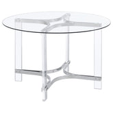 Orleans Furniture - Coaster - Keeling 47-inch Round Glass Top Acrylic Dining Table Chrome - 108501