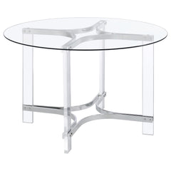 Orleans Furniture - Coaster - Keeling 47-inch Round Glass Top Acrylic Dining Table Chrome - 108501
