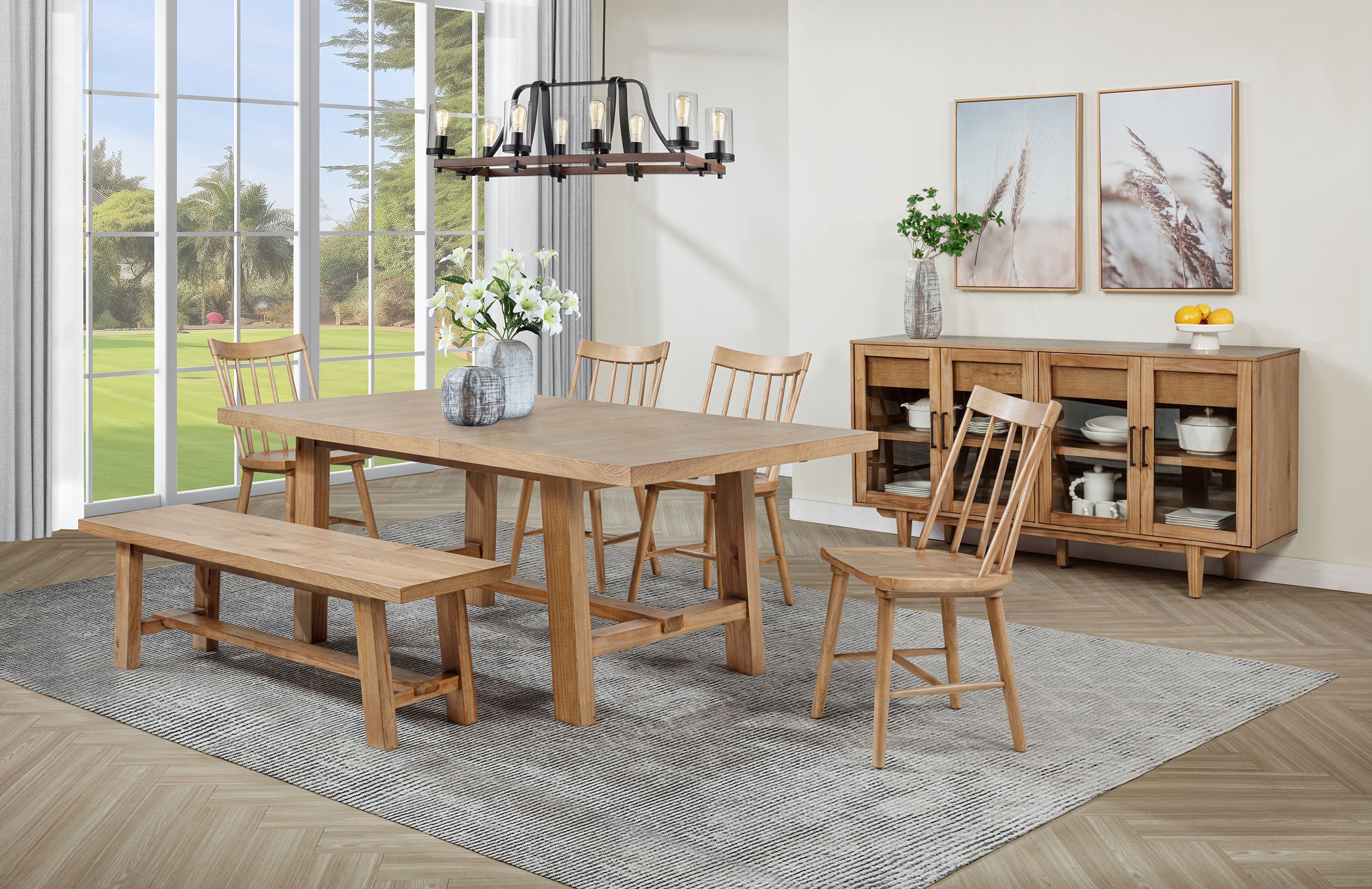 Orleans Furniture - Coaster - Middleton 6-piece Extension Leaf Dining Set Natural Brown - 108540-S6N