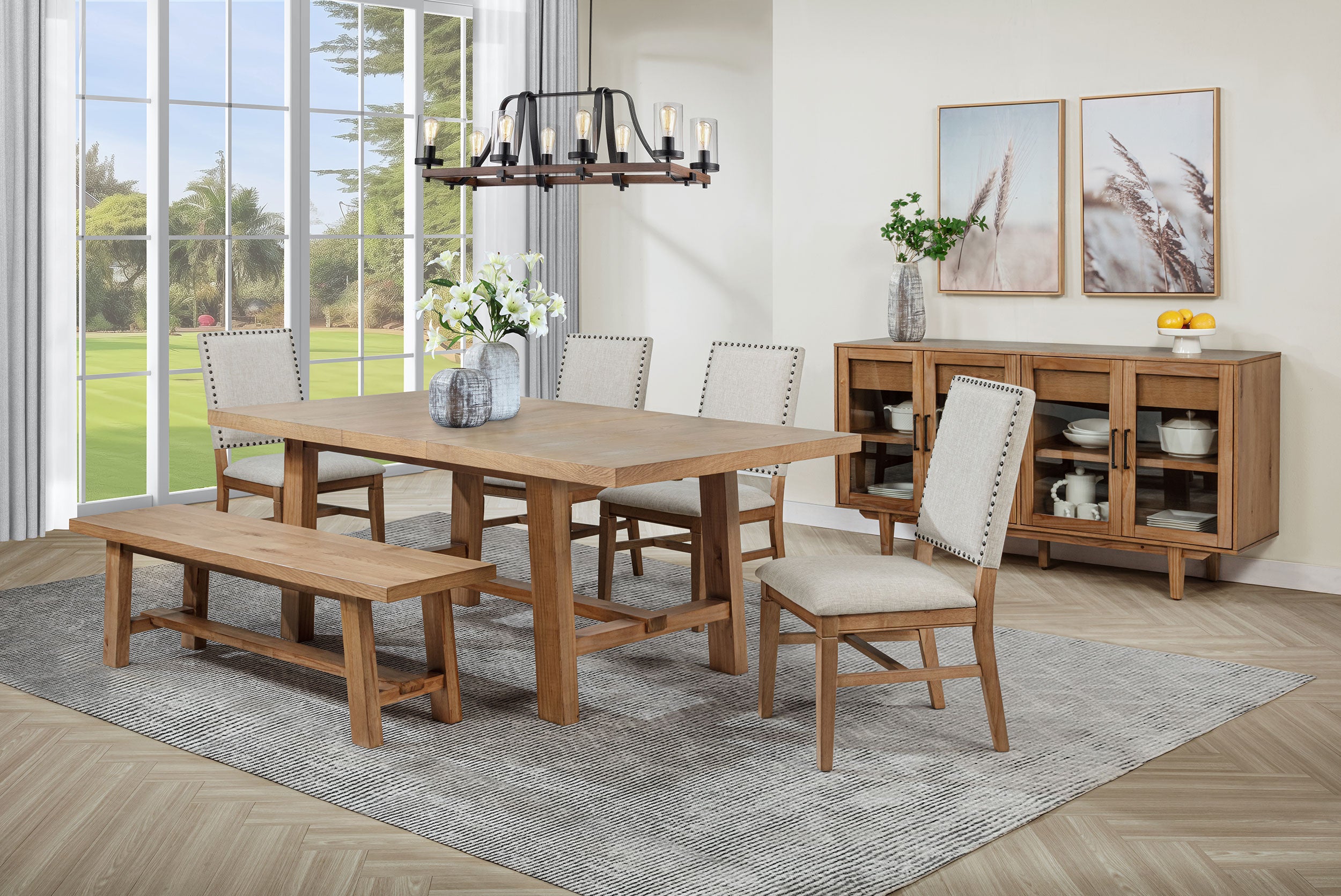 Orleans Furniture - Coaster - Middleton 6-piece Extension Leaf Dining Set Brown and Beige - 108540-S6
