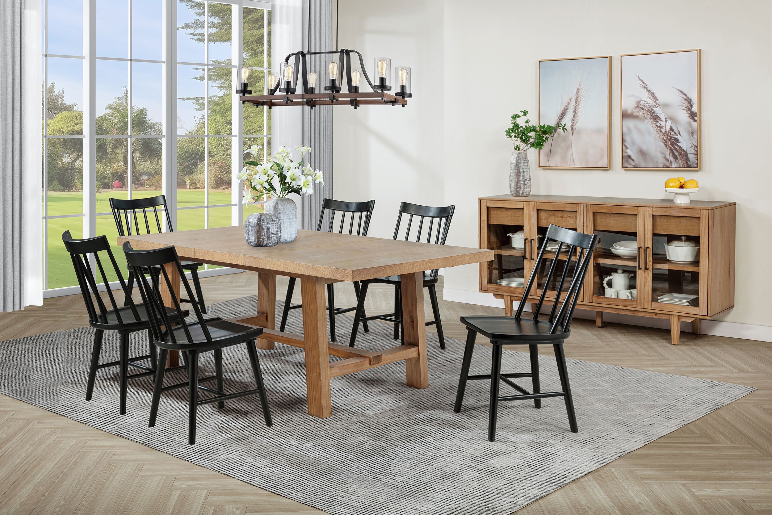 Orleans Furniture - Coaster - Middleton 7-piece Extension Leaf Dining Set Brown and Black - 108540-S7B
