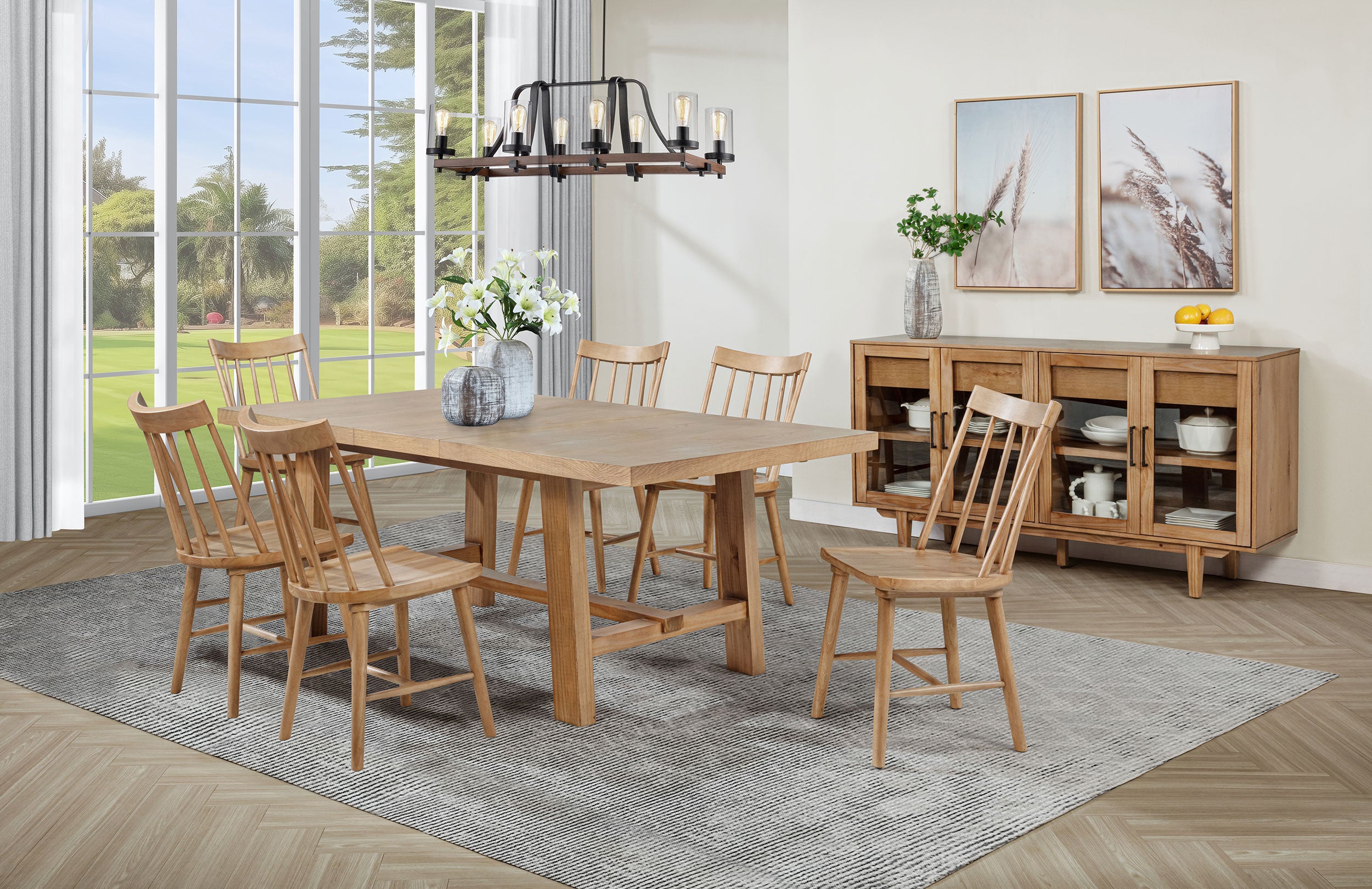 Orleans Furniture - Coaster - Middleton 7-piece Extension Leaf Dining Set Natural Brown - 108540-S7N