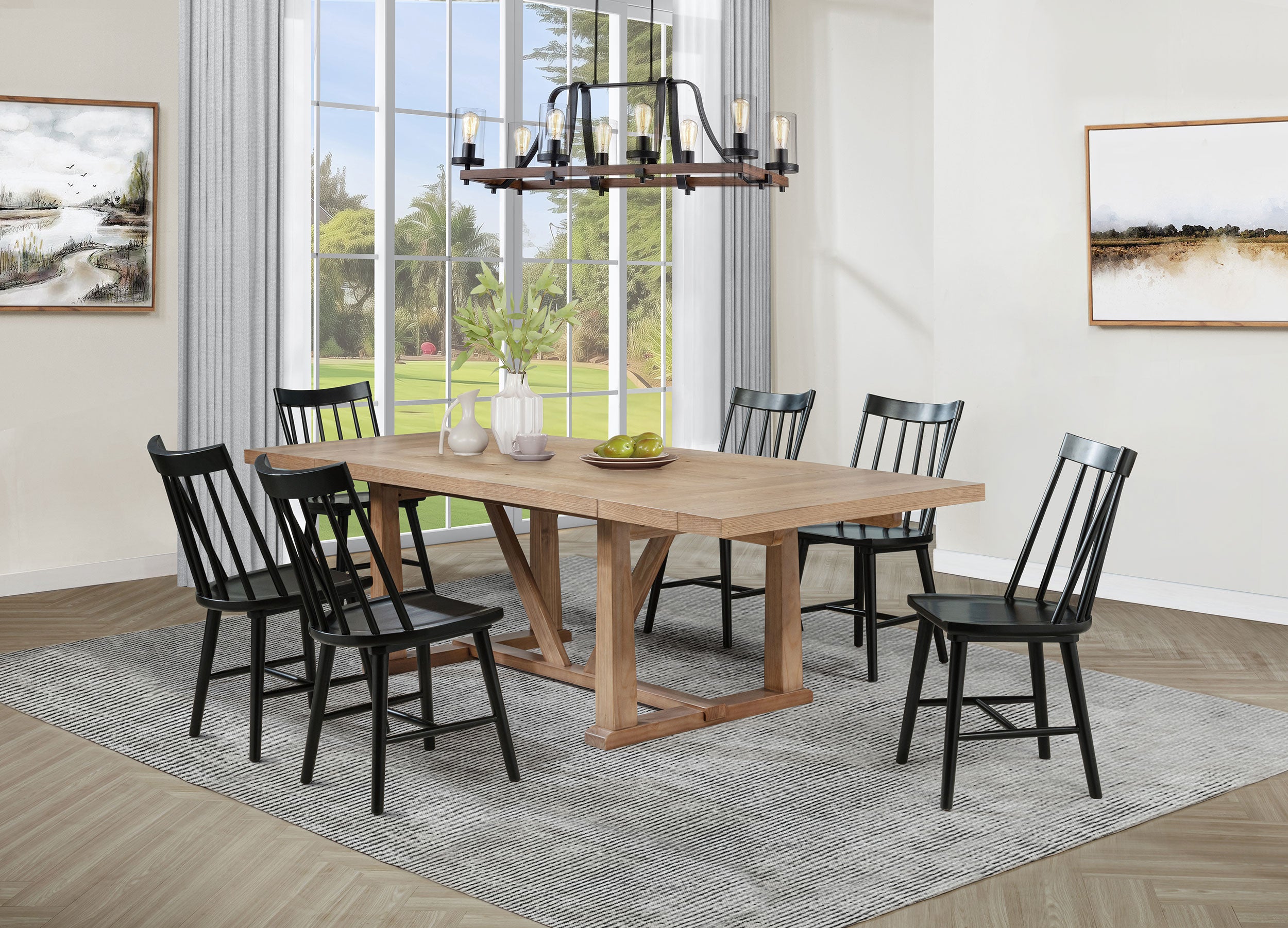 Orleans Furniture - Coaster - Middleton 7-piece Extension Leaf Dining Set Brown and Black - 108541-S7B