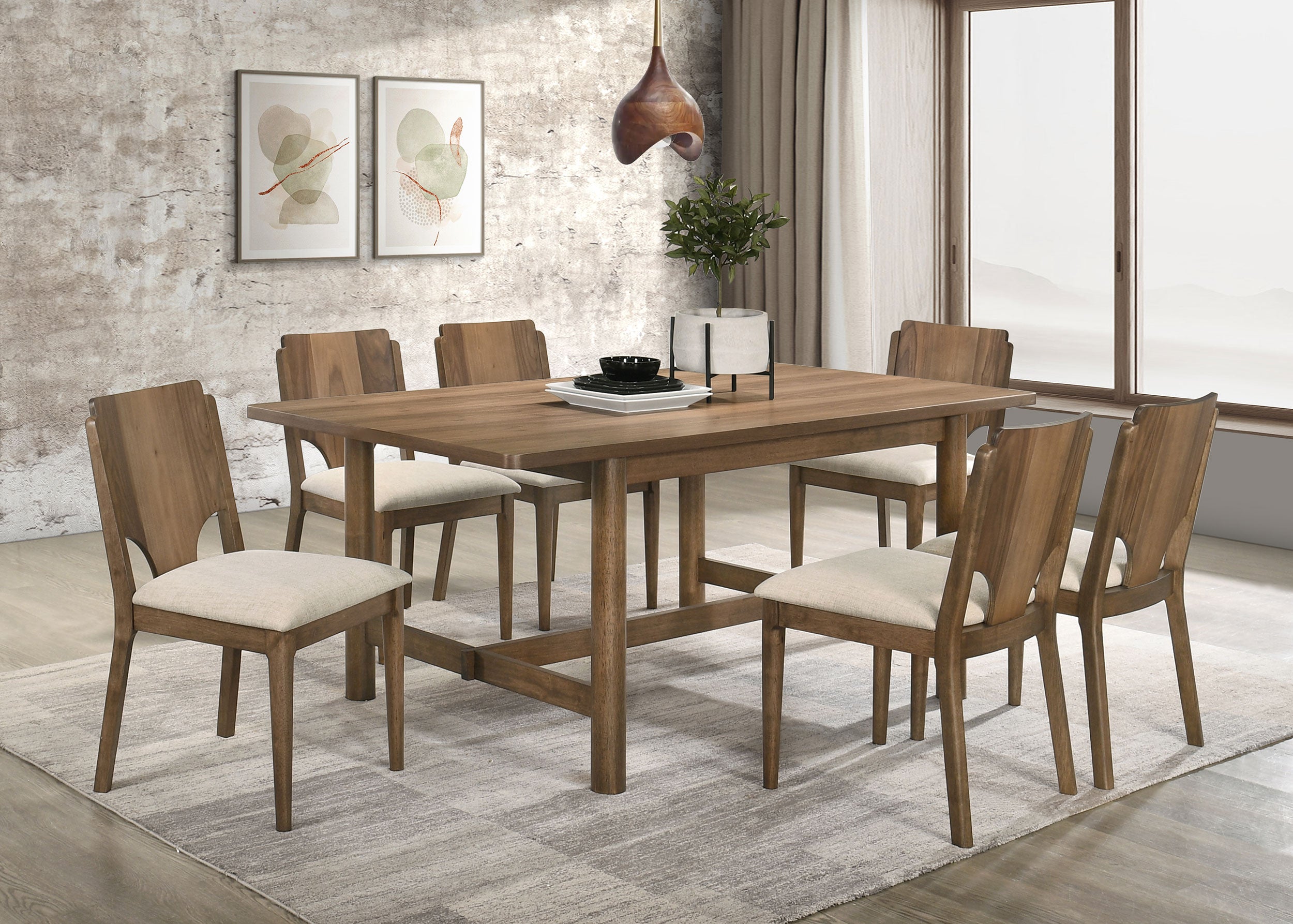 Orleans Furniture - Coaster - Crestmore 7-piece Rectangular Dining Table Set Walnut - 108571-S7
