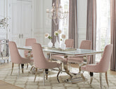 Orleans Furniture - Coaster - Antoine 7-piece Rectangular Glass Top Dining Table Set Pink - 108811-S7P