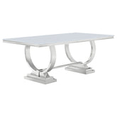 Orleans Furniture - Coaster - Antoine Rectangular 95-inch Glass Top Dining Table White - 108811