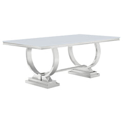 Orleans Furniture - Coaster - Antoine Rectangular 95-inch Glass Top Dining Table White - 108811