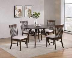 Orleans Furniture - Coaster - Everton 5-piece Round 53-inch Dining Table Set Dark Walnut - 108891-S5