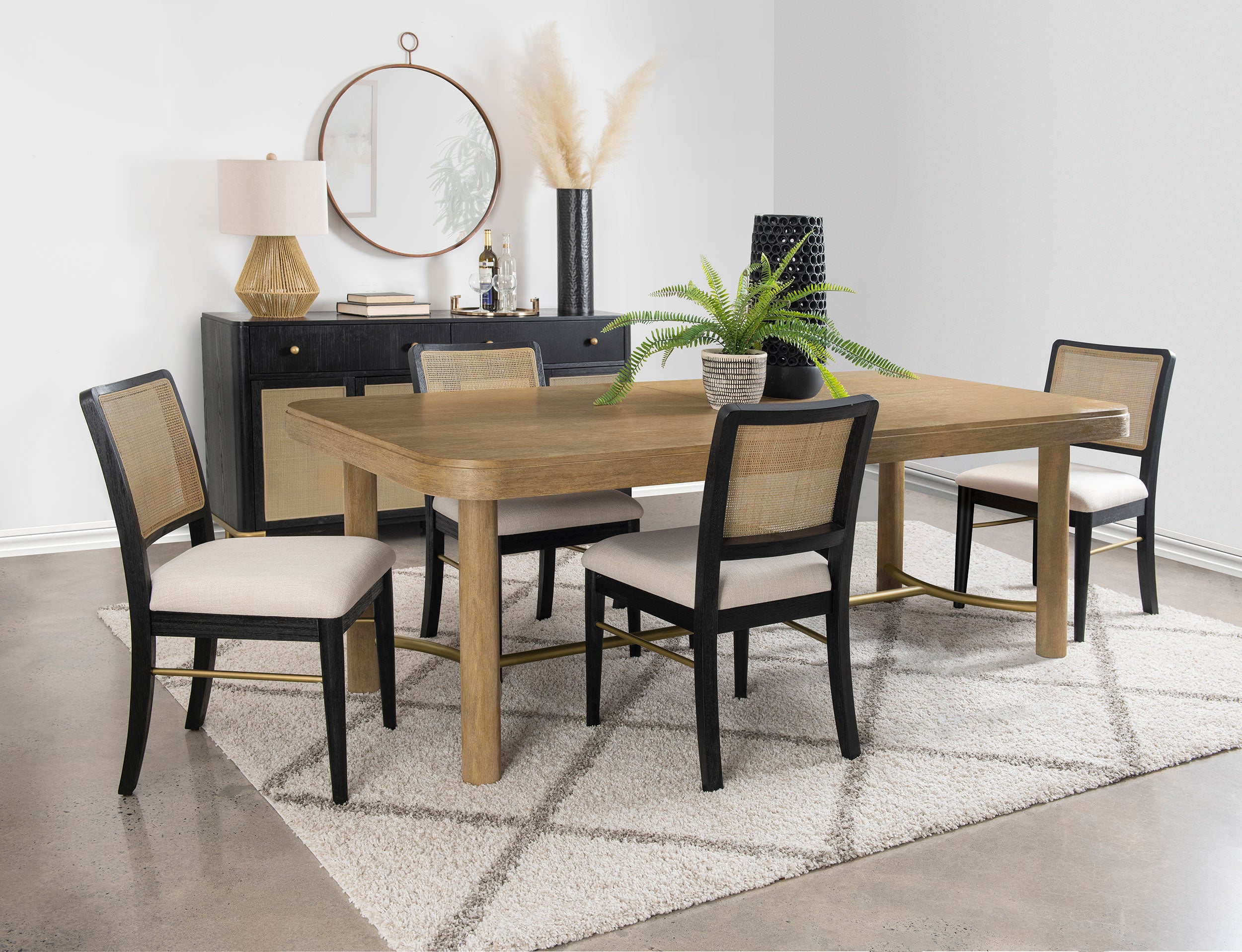 Orleans Furniture - Coaster - Arini 5-piece Extension Leaf Dining Table Set Black - 108931-S5B