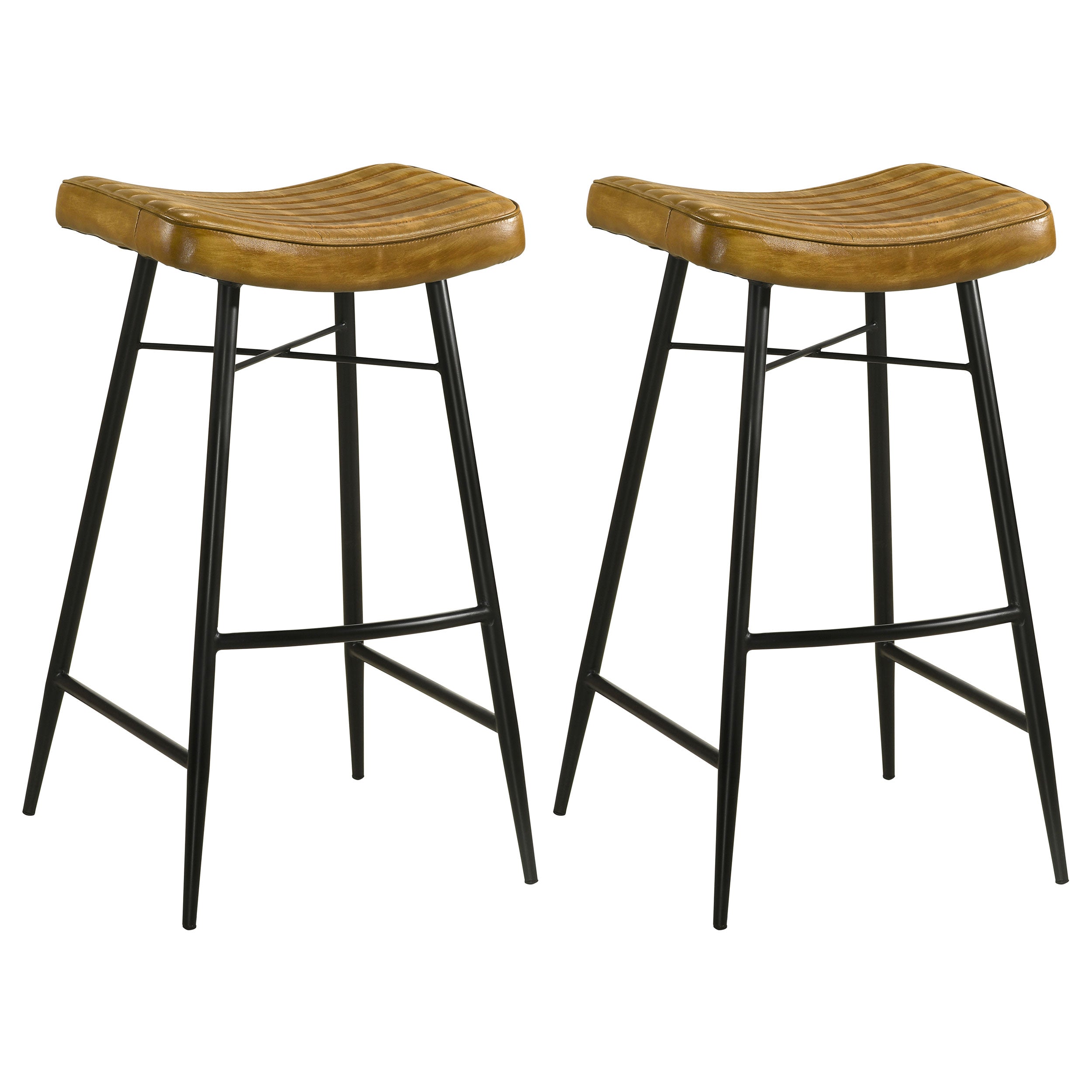 Orleans Furniture - Coaster - Bayu Leather Upholstered Bar Stool Antique Camel (Set of 2) - 109249