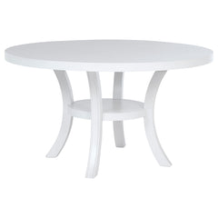 Orleans Furniture - Coaster - Judd 54-inch Round Dining Wood Table with Shelf Pearl White - 109330