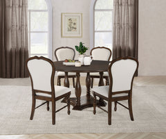 Orleans Furniture - Coaster - Landon 5-piece 60-inch Round Dining Table Set Rich Brown - 109400-S5