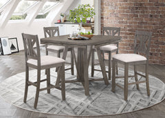 Orleans Furniture - Coaster - Athens 5-piece Drop Leaf Counter Height Dining Set Barn Grey - 109858-S5