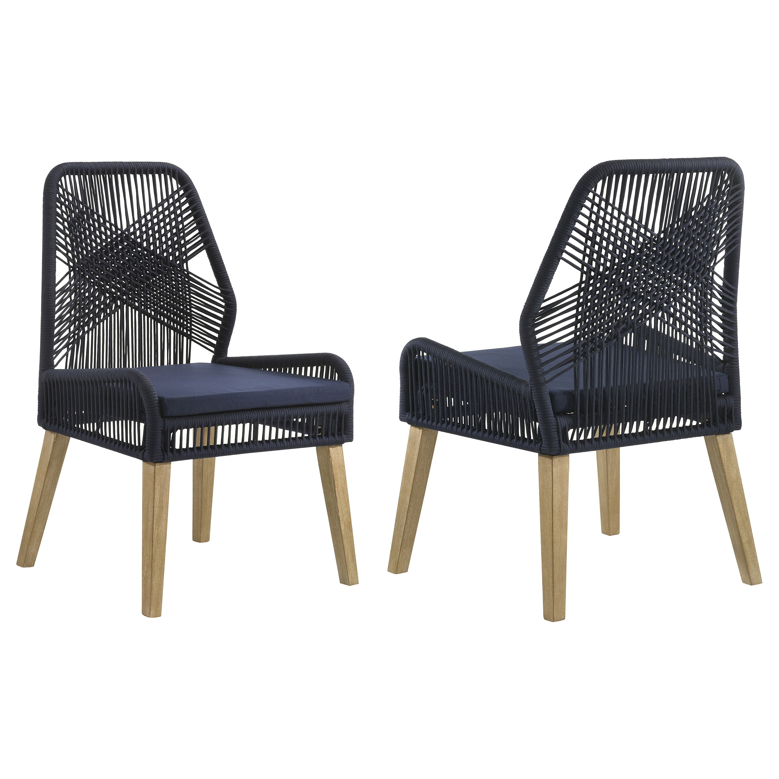 Orleans Furniture - Coaster - Nakia Woven Rope Dining Side Chairs Dark Navy (Set of 2) - 110034