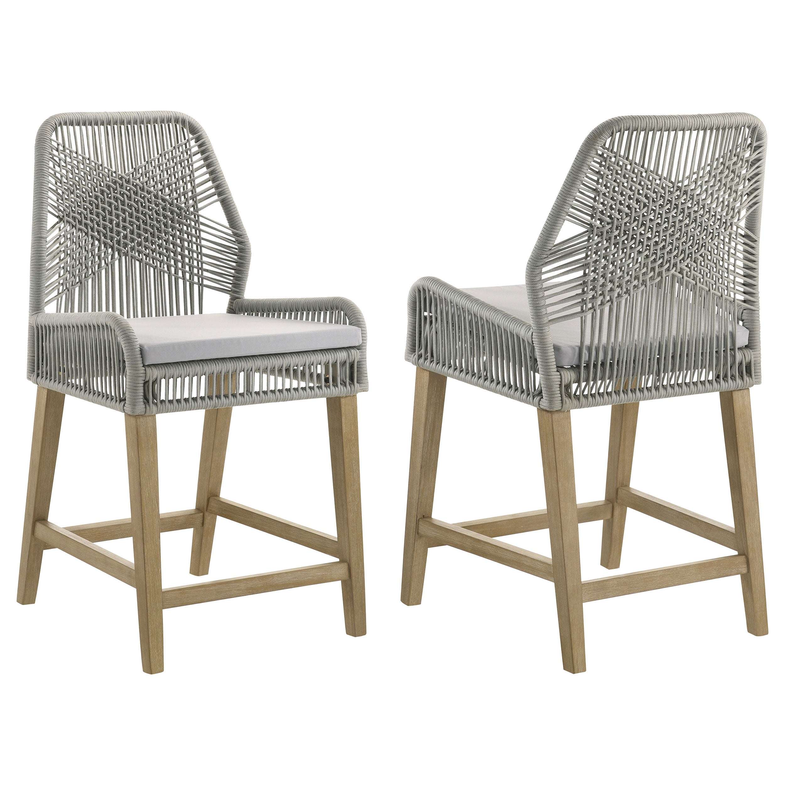 Orleans Furniture - Coaster - Nakia Woven Rope Counter Chair with Cushion Grey (Set of 2) - 110035
