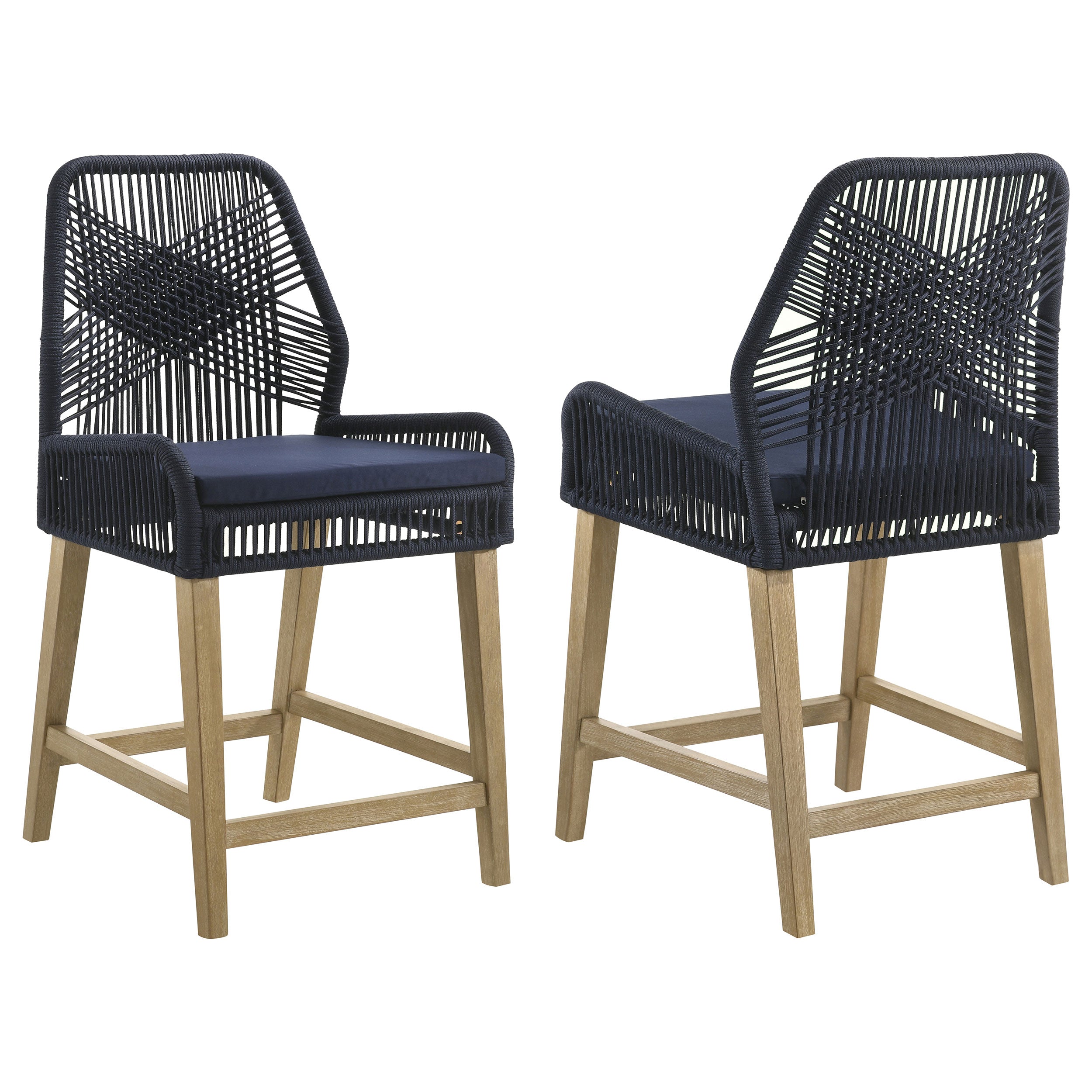 Orleans Furniture - Coaster - Nakia Woven Rope Counter Chair with Cushion Navy (Set of 2) - 110036