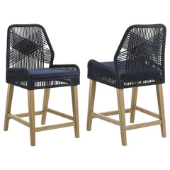 Orleans Furniture - Coaster - Nakia Woven Rope Counter Chair with Cushion Navy (Set of 2) - 110036