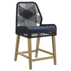 Nakia Woven Rope Counter Chair with Cushion Navy (Set of 2)