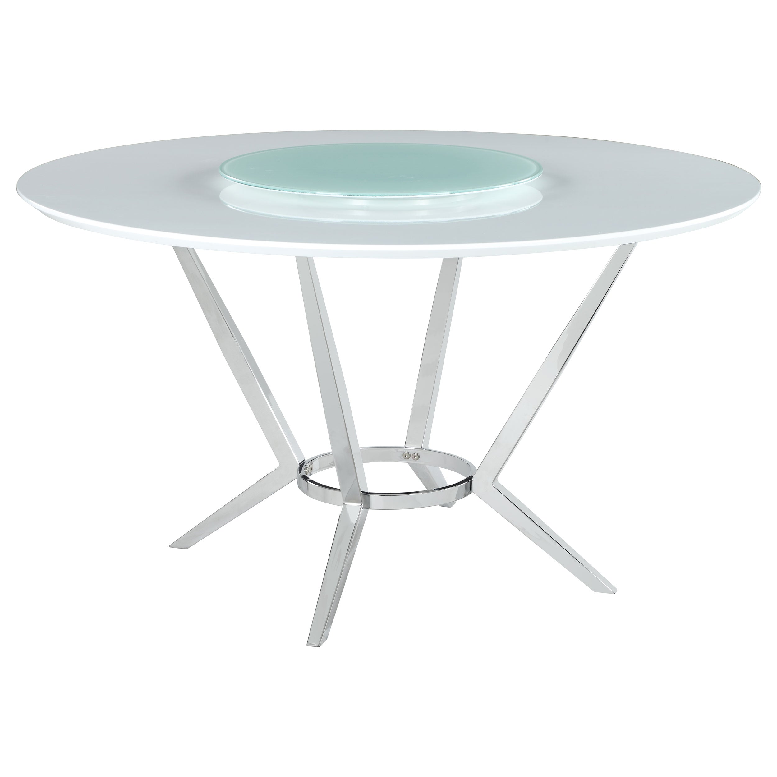 Orleans Furniture - Coaster - Abby Round 54-inch Lazy Susan Dining Table White High Gloss - 110321