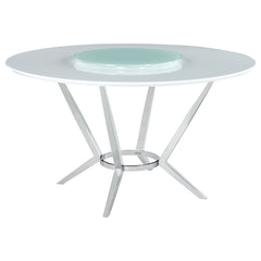 Orleans Furniture - Coaster - Abby Round 54-inch Lazy Susan Dining Table White High Gloss - 110321