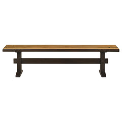Bexley Wood Dining Bench Natural Honey and Smokey Black
