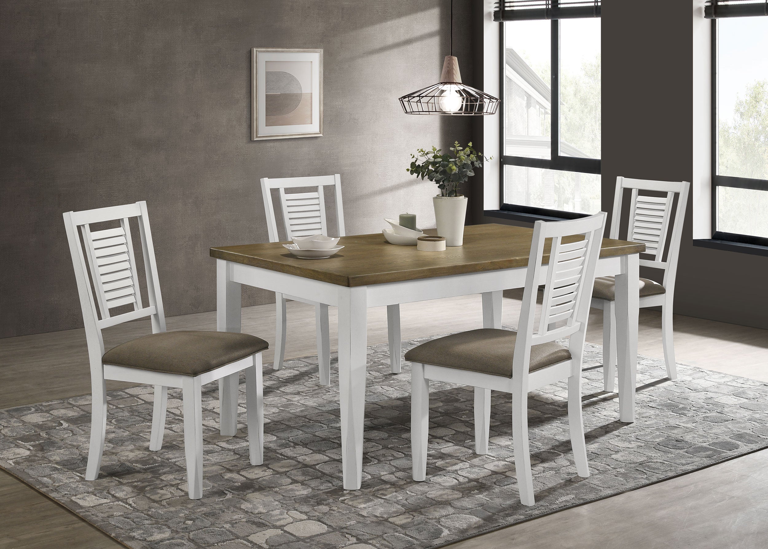 Orleans Furniture - Coaster - Appleton 5-piece Rectangular Dining Set Distressed White - 110411-S5