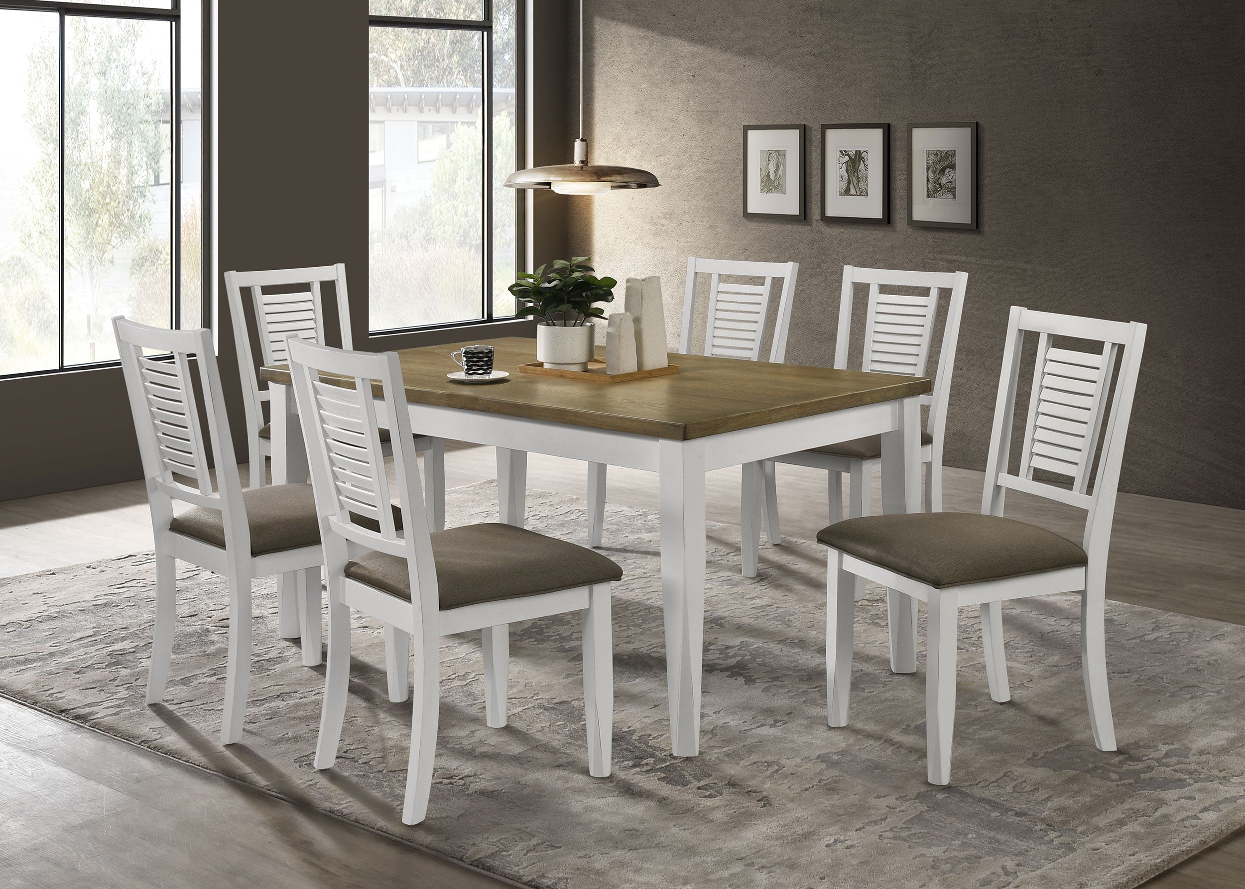 Orleans Furniture - Coaster - Appleton 7-piece Rectangular Dining Set Distressed White - 110411-S7