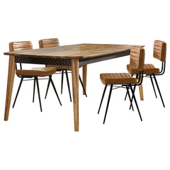Partridge 5-piece Dining Set Natural Sheesham and Camel