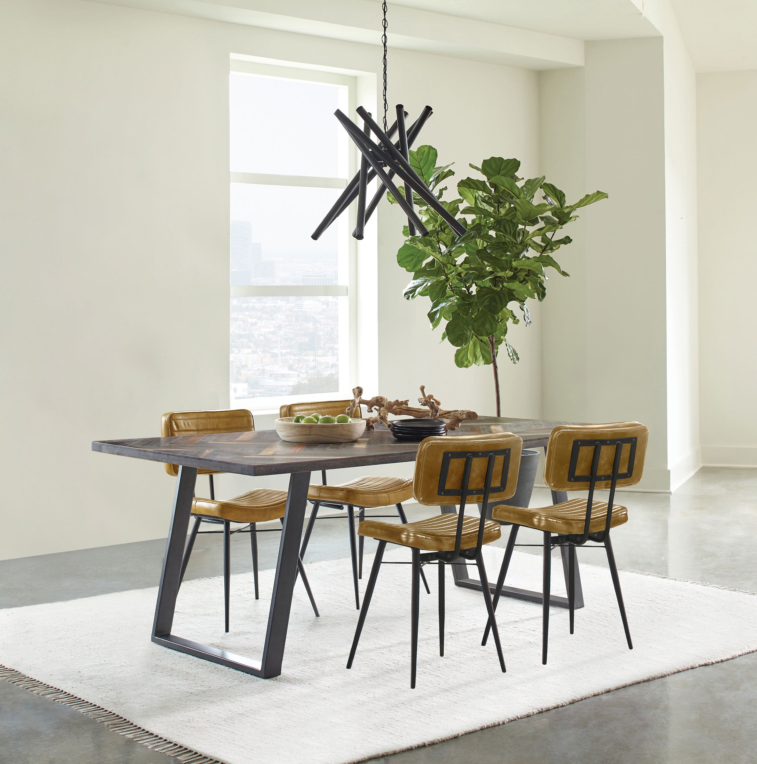 Orleans Furniture - Coaster - Misty 5-piece Rectangular Dining Set Sheesham and Camel - 110681-S5C